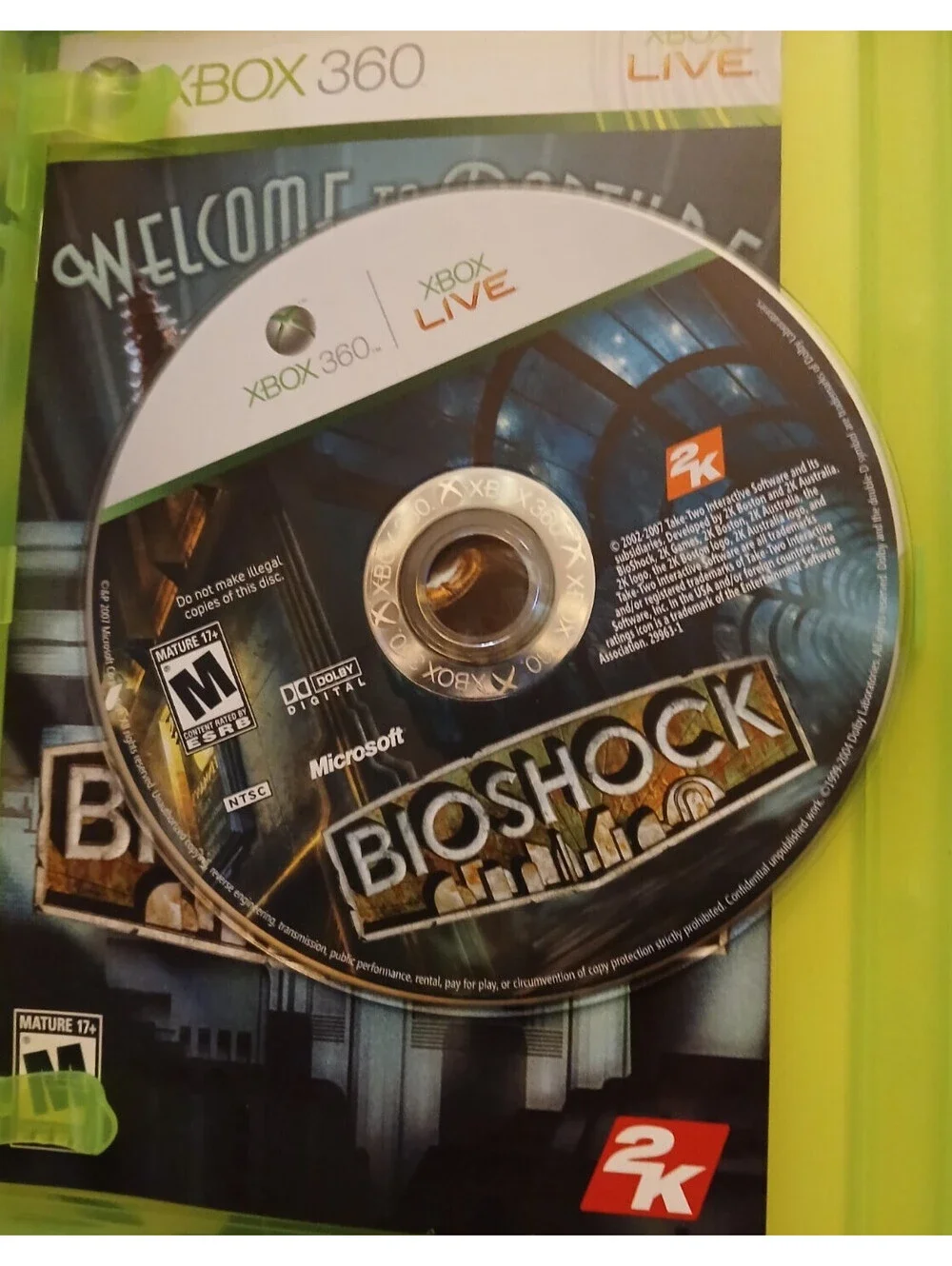 BioShock (Microsoft Xbox 360, 2007) W Sleeve